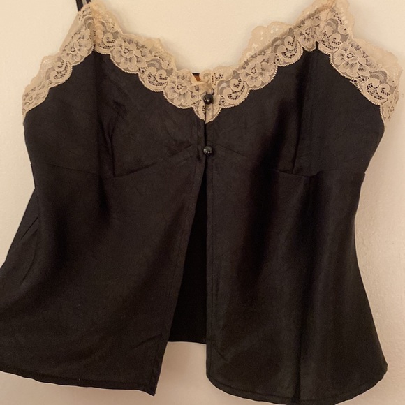 Black Tank Top with Cream Lace - Picture 2 of 5